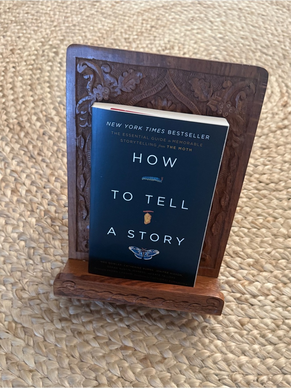 Carved Wooden Cookbook Display Holder